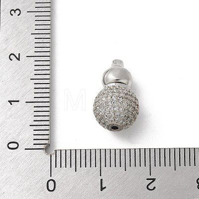 Brass Silver Micro Pave Clear Cubic Zirconia Screw Clasps KK-U052-40P-1