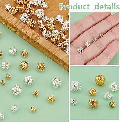   80Pcs 8 Styles Long-Lasting Plated Hollowed Brass Beads KK-PH0006-75-1