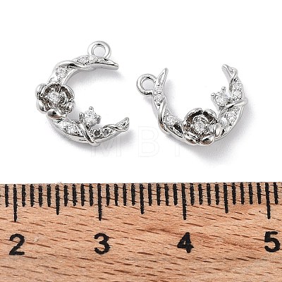 Brass Micro Pave Clear Cubic Zirconia Charms KK-F871-45P-1