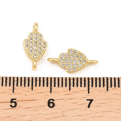 Religion Brass Micro Pave Clear Cubic Zirconia Hamsa Hand Links Connector Charms KK-C162-039G-1