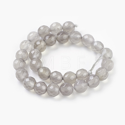Natural Grey Agate Beads Strands G-G067-6mm-1-1
