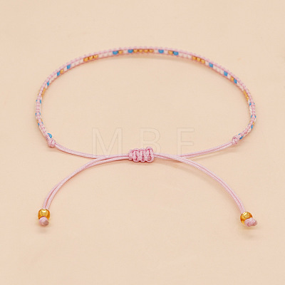 Bohemian Braided Adjustable Glass Seed Beaded Bracelets EX8332-4-1