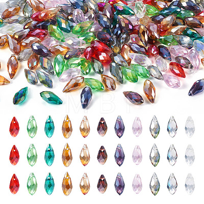 Craftdady 220Pcs 11 Colors Electroplate Glass Faceted Teardrop Beads Strands EGLA-CD0001-09-1