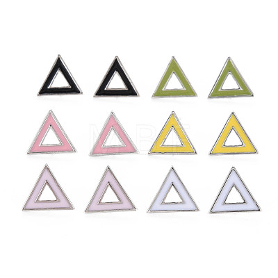 Brass with Enamel Stud Earring Findings KK-S356-673P-NF-1