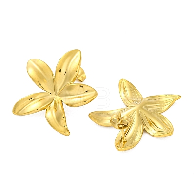 Ion Plating(IP) 304 Stainless Steel Flower Stud Earrings EJEW-D281-11G-1