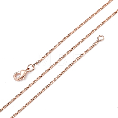 1mm Rack Plating Brass Curb Chain Necklaces for Women Men MAK-L044-26RG-1