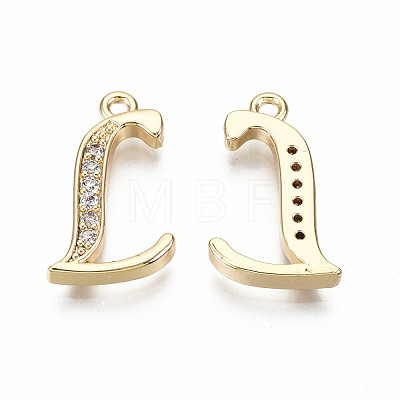 Brass Micro Pave Clear Cubic Zirconia Pendants KK-S360-053L-NF-1