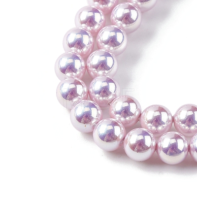 UV Plating Pearlized Glass Pearl Beads Strands GLAA-F128-01A-T11-1