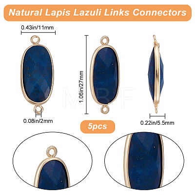 Beebeecraft 5Pcs Natural Lapis Lazuli Connector Charms G-BBC0001-35B-1
