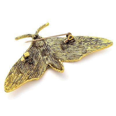 Moon Phase Moth Alloy Brooch Pin JEWB-Z031-06AG-1