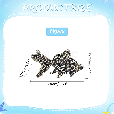 10Pcs Brass Fish Figurines Ornaments DJEW-ME0001-13AB-1