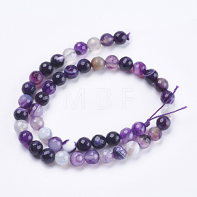 Natural Striped Agate/Banded Agate Beads Strands G-P364-02-8mm-1