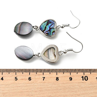 Brass Abalone Shell Black shell Dangle Earrings EJEW-D313-01P-1