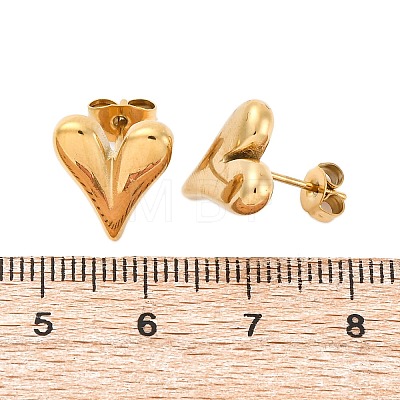Ion Plating(IP) 304 Stainless Steel Heart Stud Earrings for Women X-EJEW-F300-09G-1