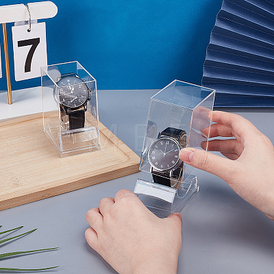 2Pcs Plastic Single Watch Display Cases CON-PH0003-56-1