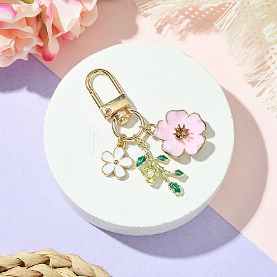 Flower Alloy Enamel Pendant Decorations HJEW-JM02803-01-1