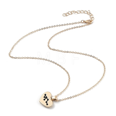 Golden Plated Heart with Constellation/Zodiac Sign Alloy Enamel Pendant Necklaces NJEW-H214-A08-G-1