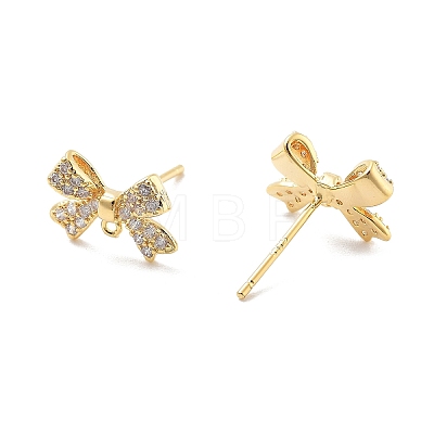 Brass Clear Cubic Zirconia Stud Earring Findings KK-A238-02A-G-1