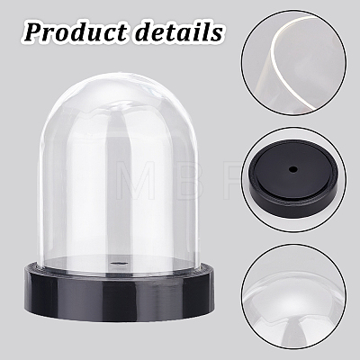   2Pcs Plastic Display Bases with 2Pcs Glass Dome Covers AJEW-PH0004-31-1