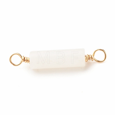 Natural White Jade Connector Charms PALLOY-JF01454-07-1