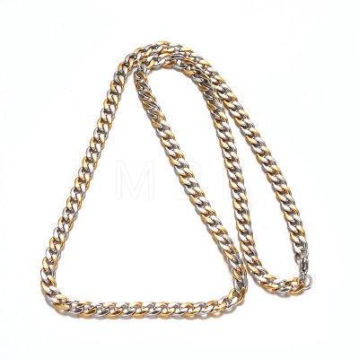 304 Stainless Steel Cuban Link Chain Necklaces & Bracelets Jewelry Sets SJEW-I081-04-6mm-1