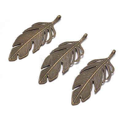 Tibetan Style Alloy Leaf Big Pendants X-PALLOY-A15448-AB-1