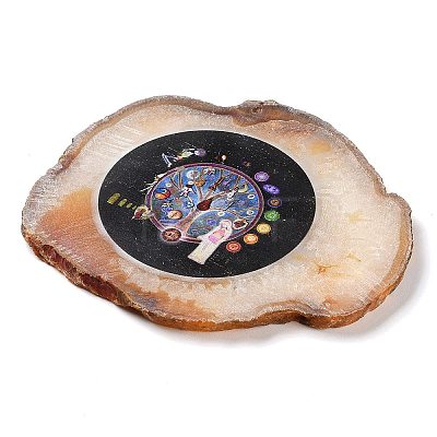 Printed Natural Agate Slice Stone Ornament DJEW-M011-02E-1