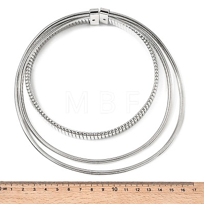 Alloy 3 Layer Snake Chain Choker Necklaces with Iron Clasps NJEW-P353-01P-1