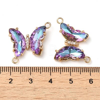 Brass Pave Faceted Glass Connector Charms FIND-Z020-04G-1