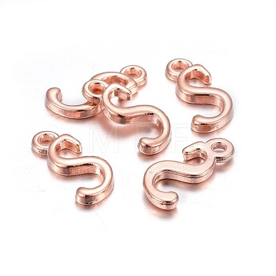 Rose Gold Plated Alloy Letter Pendants X-PALLOY-J718-01RG-S-1