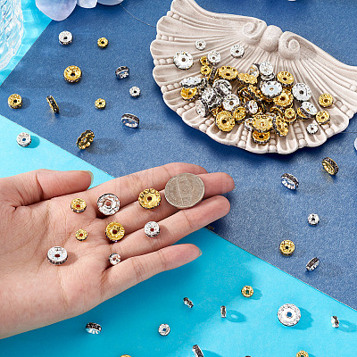 120Pcs Brass Rhinestone Spacer Beads RB-TA0001-36A-1