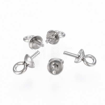 304 Stainless Steel Cup Pearl Peg Bails Pin Pendants STAS-H410-19P-E-1