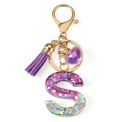 Alloy Resin Heart Keychains KEYC-TADJ0002-01G-S-1