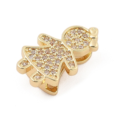 Brass Micro Pave Clear Cubic Zirconia Slide Charms ZIRC-I068-29G-1