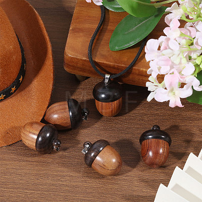 5Pcs Wood Pendants PALLOY-CA00036-1