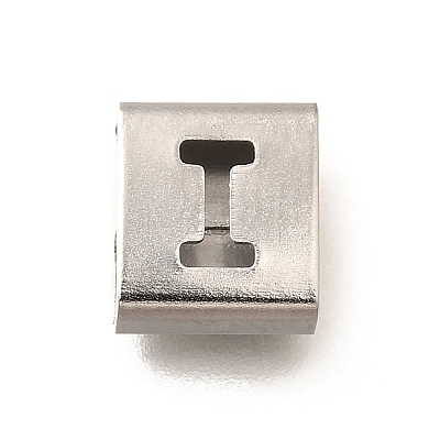 Letter Style 304 Stainless Steel Square Slide Charms STAS-L132-03I-1