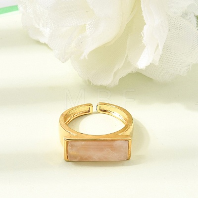 Brass with Natural Quartz Crystal Cuff Open Rings for Women GG-CBA0B5A-04G-07-1