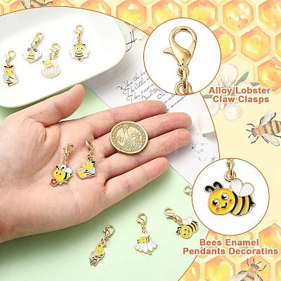 10Pcs Alloy Enamel Pendant Decorations HJEW-YW00461-1