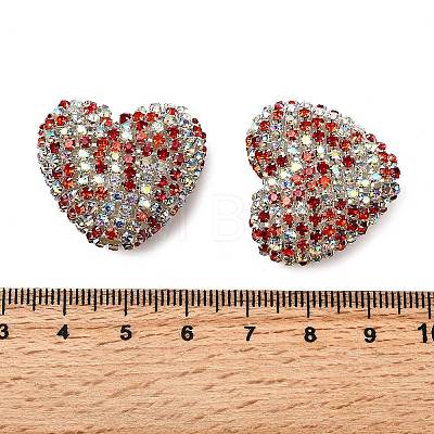 Sparkling Acrylic Heart Beads with Rhinestone Embellishment OACR-NH0001-02B-01-1