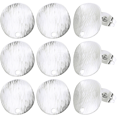 20Pcs Flat Round Brass Stud Earring Findings KK-BBC0028-25-1