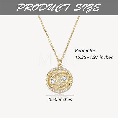 925 Sterling Silver 12 Constellation Necklace Gold Horoscope Zodiac Sign Necklace Round Astrology Pendant Necklace with Zircons Birthday Jewelry Gift for Women Men JN1089F-1