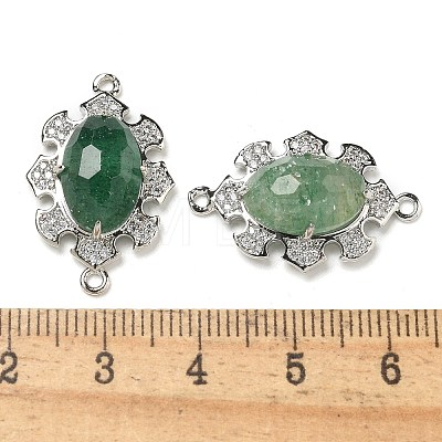 Natural Green Strawberry Quartz Faceted Oval Connector Charms G-G181-06P-02-1