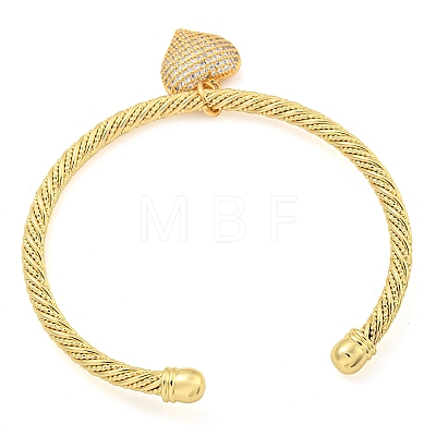 Brass Micro Pave Clear Cubic Zirconia Open Cuff Bangles BJEW-P320-01G-1