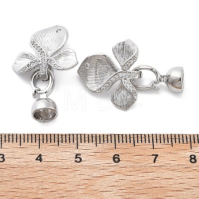 Brass Micro Pave Clear Cubic Zirconia Fold Over Clasps KK-Z080-05P-1