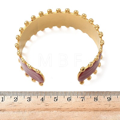 304 Stainless Steel Enamel Cuff Bangles for Women BJEW-F518-03C-G-1