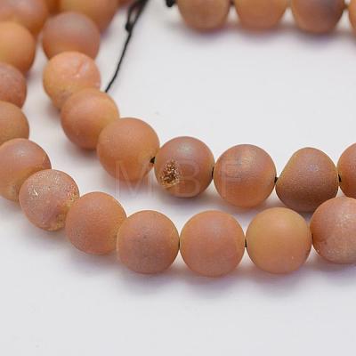 Electroplate Natural Druzy Agate Beads Strands G-G708-6mm-M-1