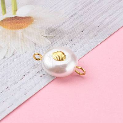 Eco-Friendly Plastic Imitation Pearl Beads Link Connectors PALLOY-JF00654-1