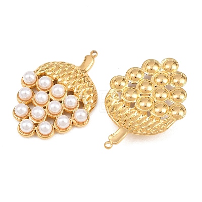 304 Stainless Steel & White ABS Plastic Pearl Pendants STAS-G398-29G-1