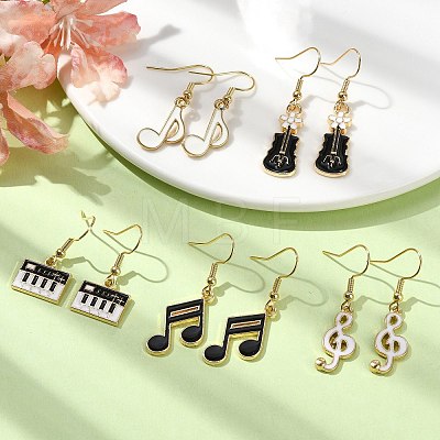 Golden Alloy Enamel Dangle Earrings for Women EJEW-JE05657-1