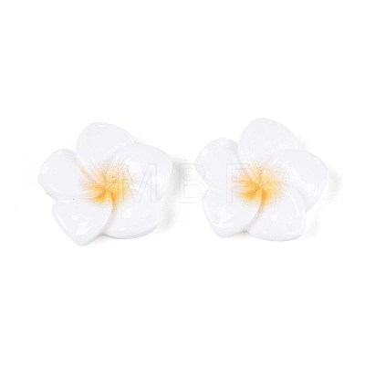 Plumeria Flower Opaque Resin Cabochons CRES-T025-30A-02-1
